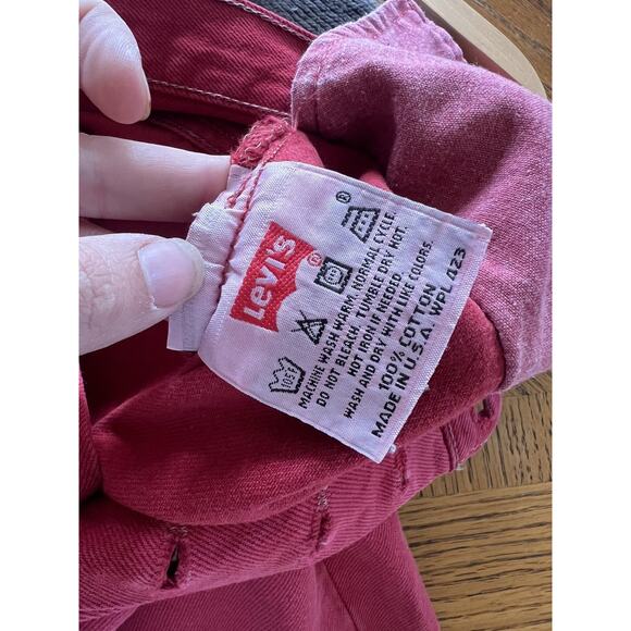 Vintage 80s Levis 501 Jeans Mens 30x30 Regular bright Red Button Fly Made in USA - Picture 9 of 11
